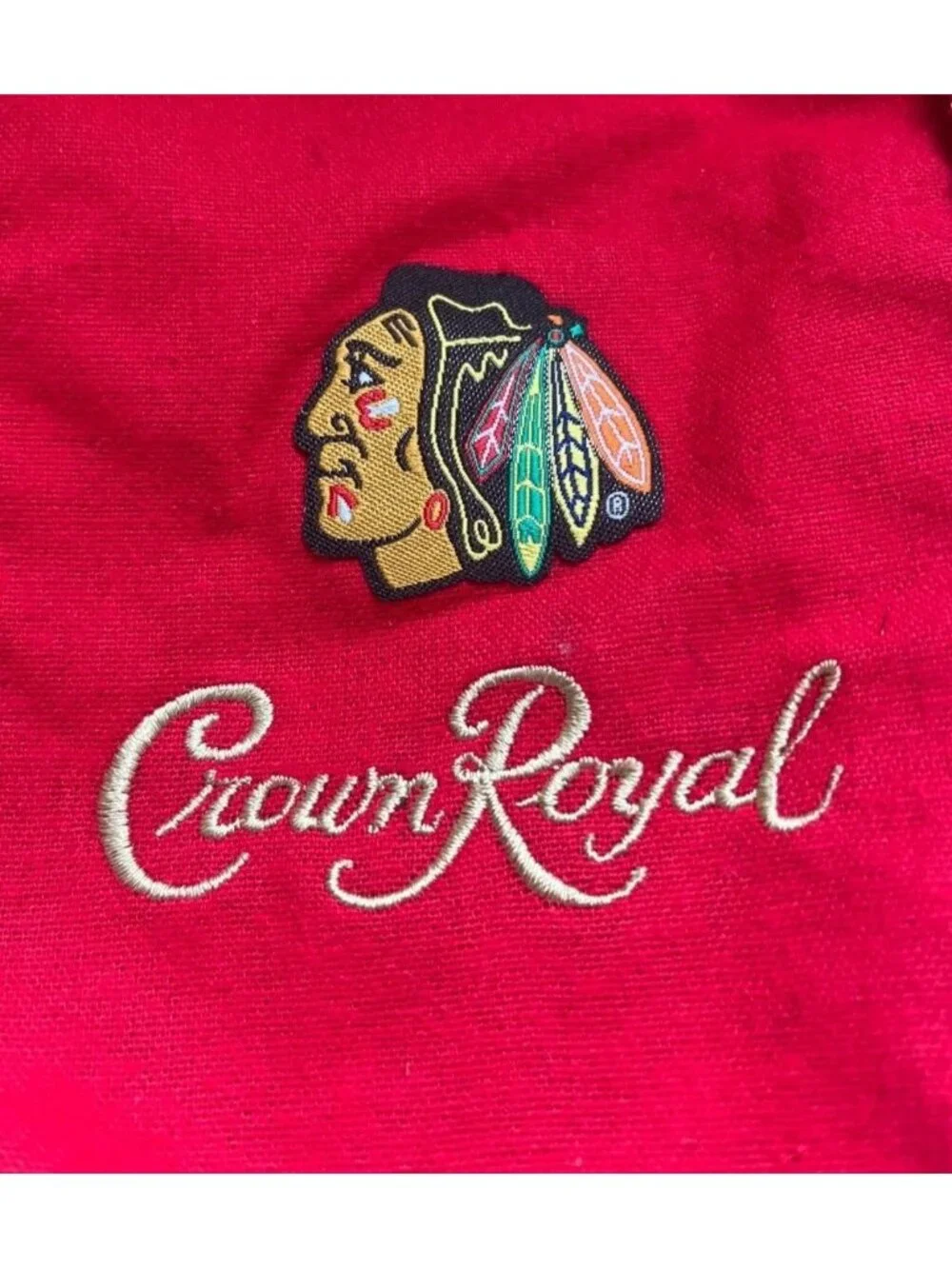 Rare CHICAGO BLACKHAWKS LOGO CROWN ROYAL BAG Drawstring 9